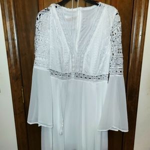 Bohemian White Eyelet and Chiffon dress